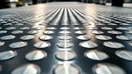 Fototapeta premium Close-Up View of Metal Surface with Patterned Circular Rivets
