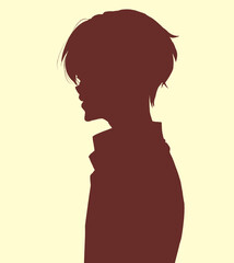 男性　横側　影絵