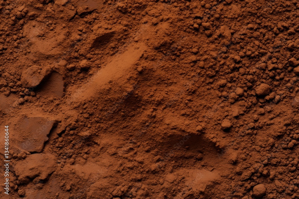 Poster close up shot of cocoa powder creating a textured brown background