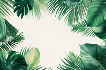 Obraz premium 緑豊かな植物の葉が美しく配置された自然の背景