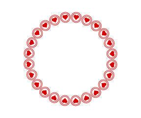 Obraz premium Beautiful Red Hearts Round Frame Border Vector Isolated 