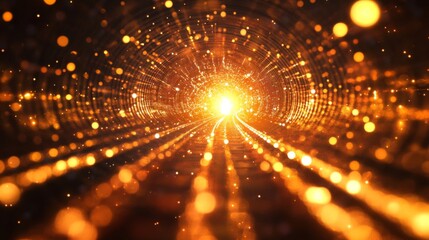 Fototapeta premium Golden Glitter Tunnel Abstract Background