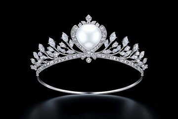 Diamond Pearl Tiara for Black Background.