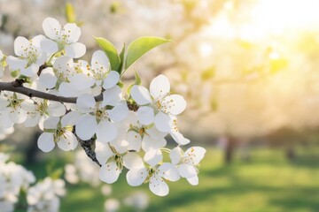 Springtime Blossoms: Delicate White Flowers in Sunlight