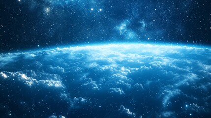 Fototapeta premium Blue Planet Earth From Space at Night