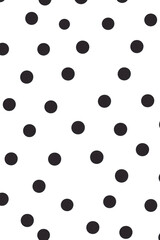 Seamless black polka dot pattern on white background