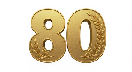 Celebrating Milestone Anniversary Golden Number Eighty with Laurel Wreath Detail