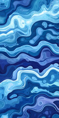 Fototapeta premium Abstract wavy blue pattern with fluid layers and dynamic flowing shapes