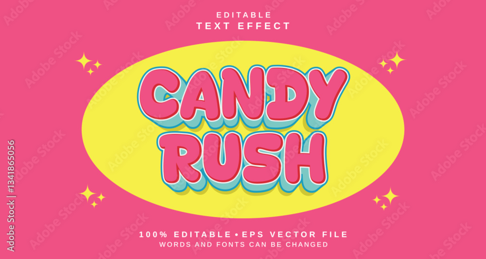 Aufkleber editable text style effect - candy rush text style theme.