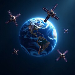 Fototapeta premium Satellites are orbiting around earth