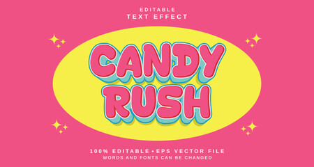 Editable text style effect - Candy Rush text style theme.