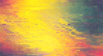 A holographic glitch pattern with shattered, pixelated textures in vibrant neon colors like yellow, pink, and green, Ai Generated