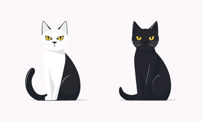 Fototapeta premium cat ,black and white, vector illustration