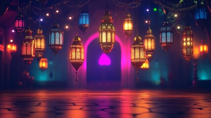 Ramadan mubarak Mosque islamic beautiful in the night