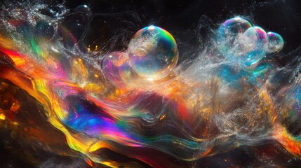 Colorful Abstract Background with Bubbles and Fluid Patterns