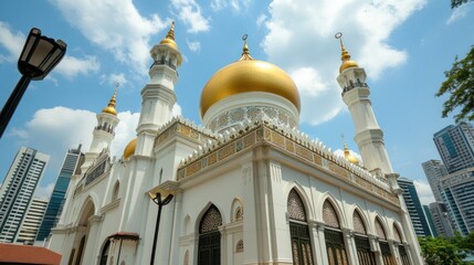 Singapore Masjid Sultan Exterior Under Sunny Sky