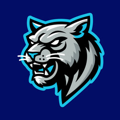 Obraz premium Powerful Puma Head Vector Sports Mascot Logo – Fierce Cougar Team Emblem for Esports & Athletic Branding