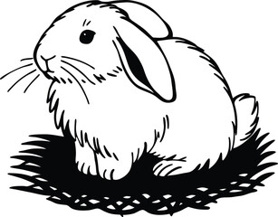 black and white rabbit