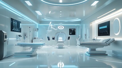 Futuristic Operating Room with High-Tech Medical Equipment - Advanced Surgical Environment
