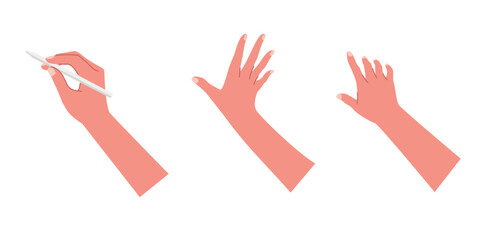 Human hands using smartphone or tablet flat vector for study, surf internet, business illustration isolated on white background.