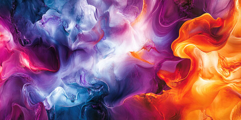 Vibrant abstract smoke cloud art with bright colors in dynamic swirls