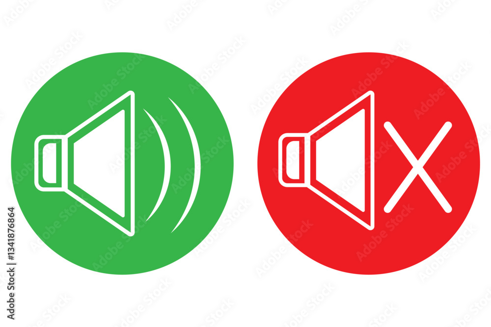 Poster sound off and on icon, an icon that increases and reduces the sound. icon showing the mute. a set of