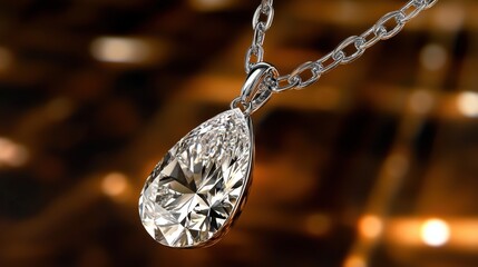 A beautifully crafted diamond pendant hanging on a delicate chain, capturing the essence of luxury and elegance, perfect for showcasing timeless beauty and sophistication.