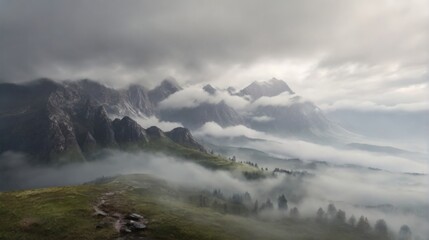 mountains fog early morning clouds low lying