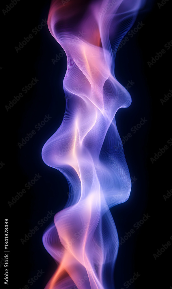 Poster abstract flow effect, swirling neon light waves, dynamic patterns with a captivating movement