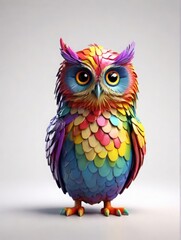 Obraz premium colorful fairy tale owl on white background