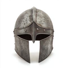 old medieval knight's helmet armour armor on an isolated white background