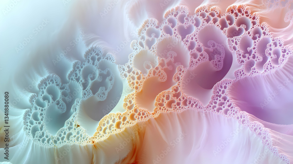 Fototapete abstract fractal organic structure with cellular patterns and soft pastel color palette