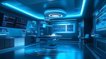 Futuristic Operating Room with High-Tech Medical Equipment - Advanced Surgical Environment