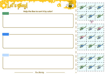 Sorting game help the Bee tidy it up by the color helicopter 12