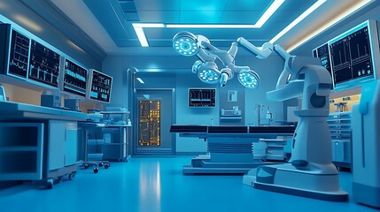 Futuristic Operating Room with High-Tech Medical Equipment - Advanced Surgical Environment