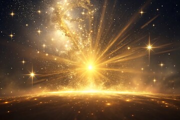 Abstract Lighting Background with Digital Lens Flare in Dark Atmosphere