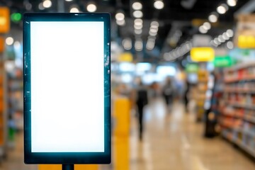 Intelligent Digital Signage , Augmented reality marketing and face recognition concept. Interactive artificial intelligence digital advertisement in retail hypermarket Mall.