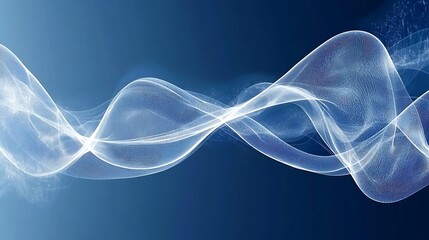 Abstract flowing light particles creating waves on a gradient background