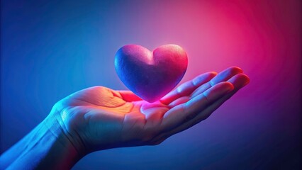 Macro Photography: Volunteering Hand Heart, Gradient Background - Impactful Charity Image