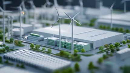 Miniature eco industrial park showcasing renewable energy integration strategy