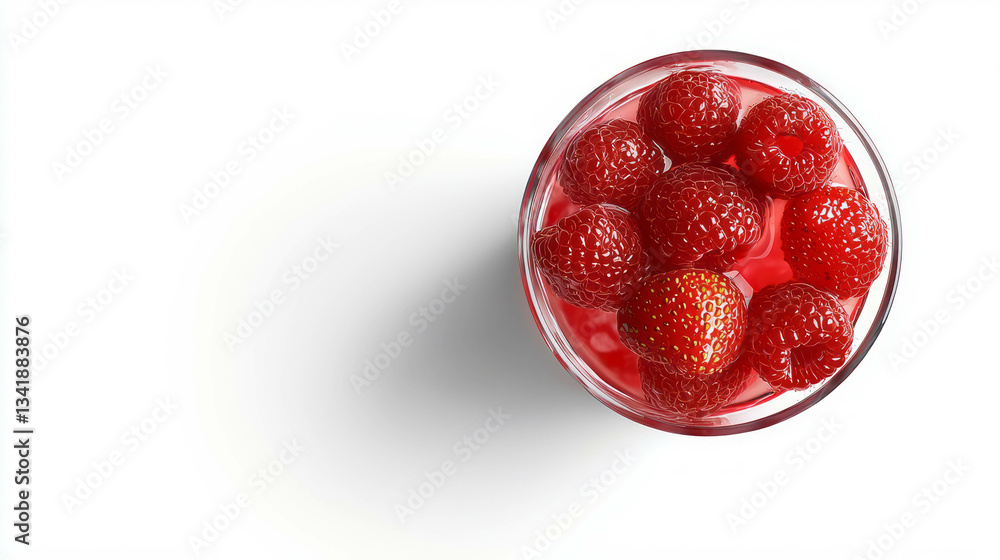 Poster refreshing raspberry cocktail top view for summer beverages and party design