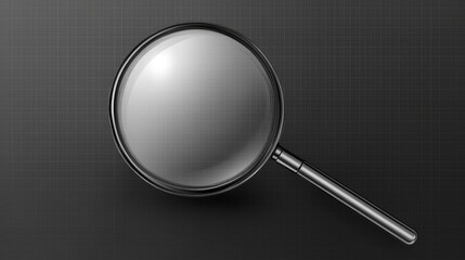 A sleek magnifying glass resting on a dark textured background, symbolizing investigation and clarity in research