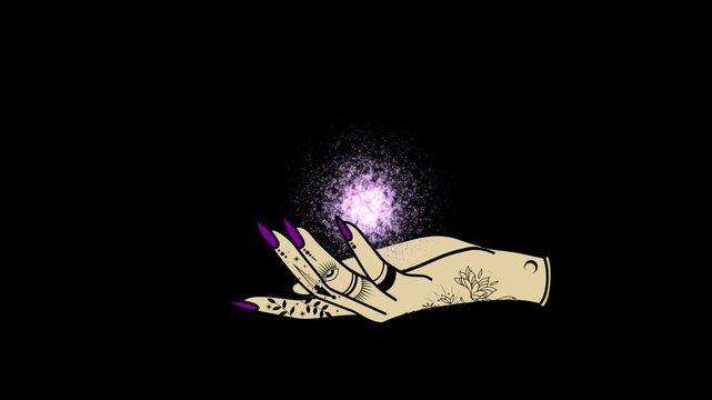 hand holding magic spherical ball prediction vector illustration