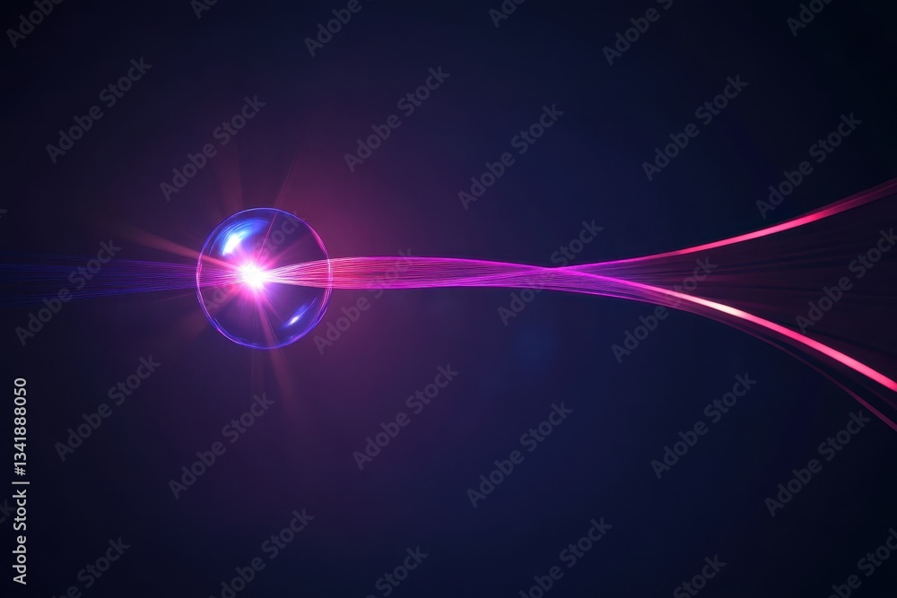 Aufkleber visual representation of light beams converging around a glowing sphere in dark background