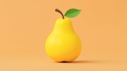 3d illustration of yellow cartoon pear