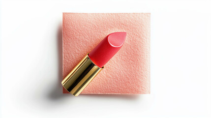 Elegant lipstick on pink sticky note - beauty and fashion concept