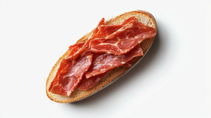 Delicious jamon and manchego cheese bocadillo on crusty bread