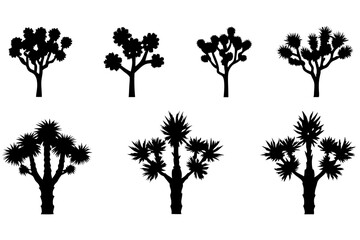 Obraz premium differences styles of joshua tree line art silhouette vector illustration