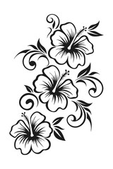 Black and White Hibiscus Floral Tattoo Design