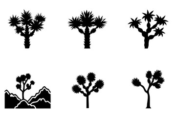 Obraz premium differences styles of joshua tree line art silhouette vector illustration